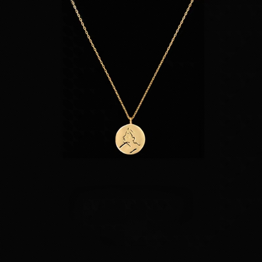 Minimalist Circular Face Line Art Pendant Necklace